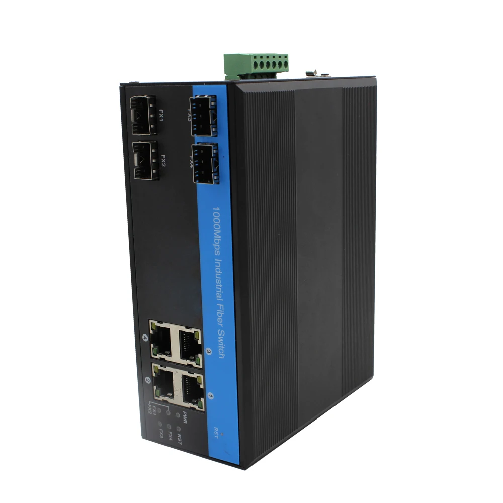 OEM Gigabit Industrial Switch 4*10/100/1000M RJ45 port + 4*1000M SFP port Managed Fiber Ethernet Switch