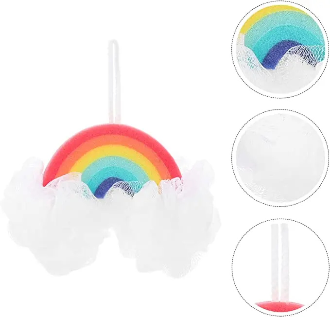 Rainbow shape kids bath sopa sponge exfoliating bath shower sponge for body cleaning Scrubbers Mesh Loofah Sponges