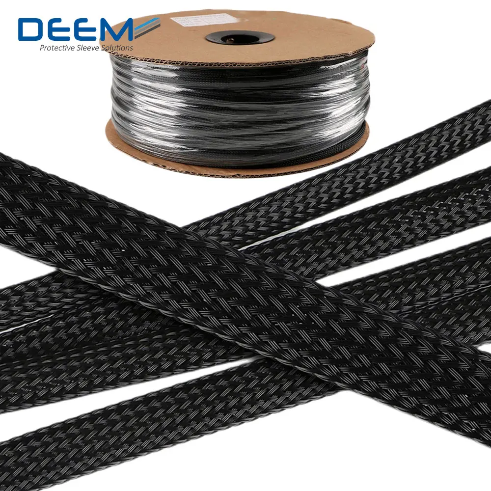DEEM Black pet braided cable protective management sleeves