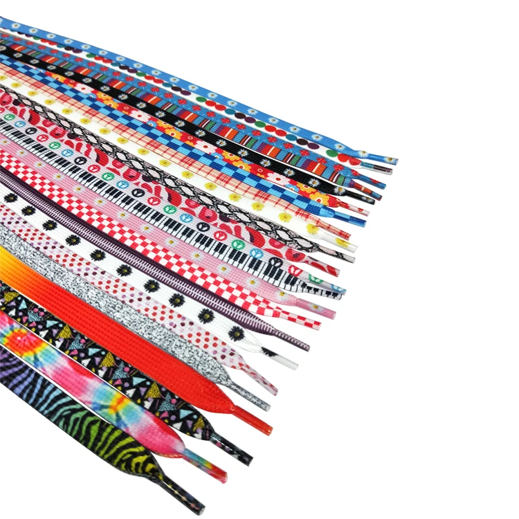 Wholesale newest design fashion custom logo printed polyester shoelaces