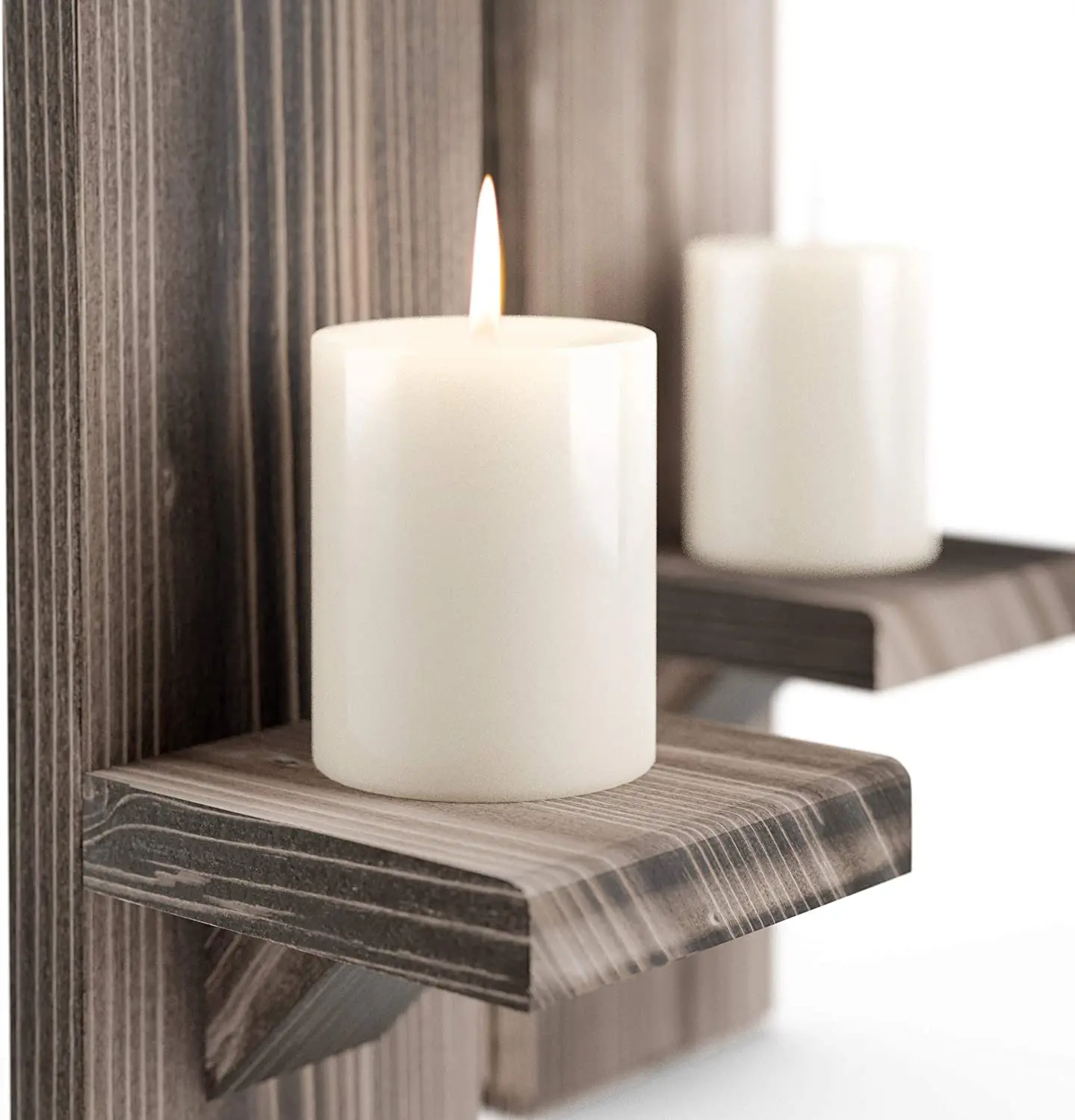 Wallmounted Rustic Pillar Candle Sconce  Wooden Candle Holders