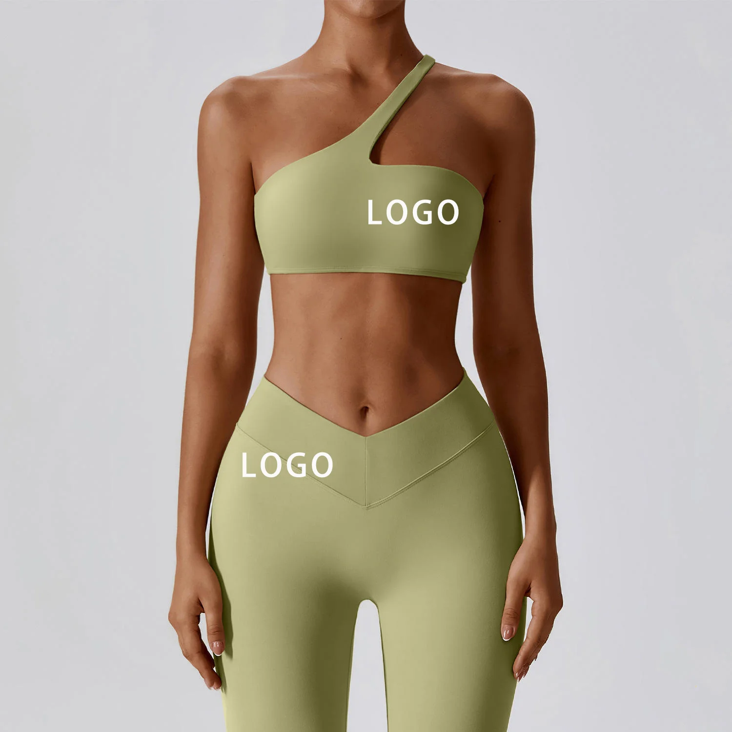 2024 Nude One Shoulder Shockproof Bra Leggings Quick Dry Active Wear Gym Fitness Workout Sports Suits Yoga Sets Women