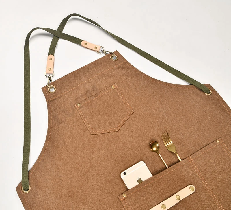 
promote cafe apron with leather barista apron canvas 