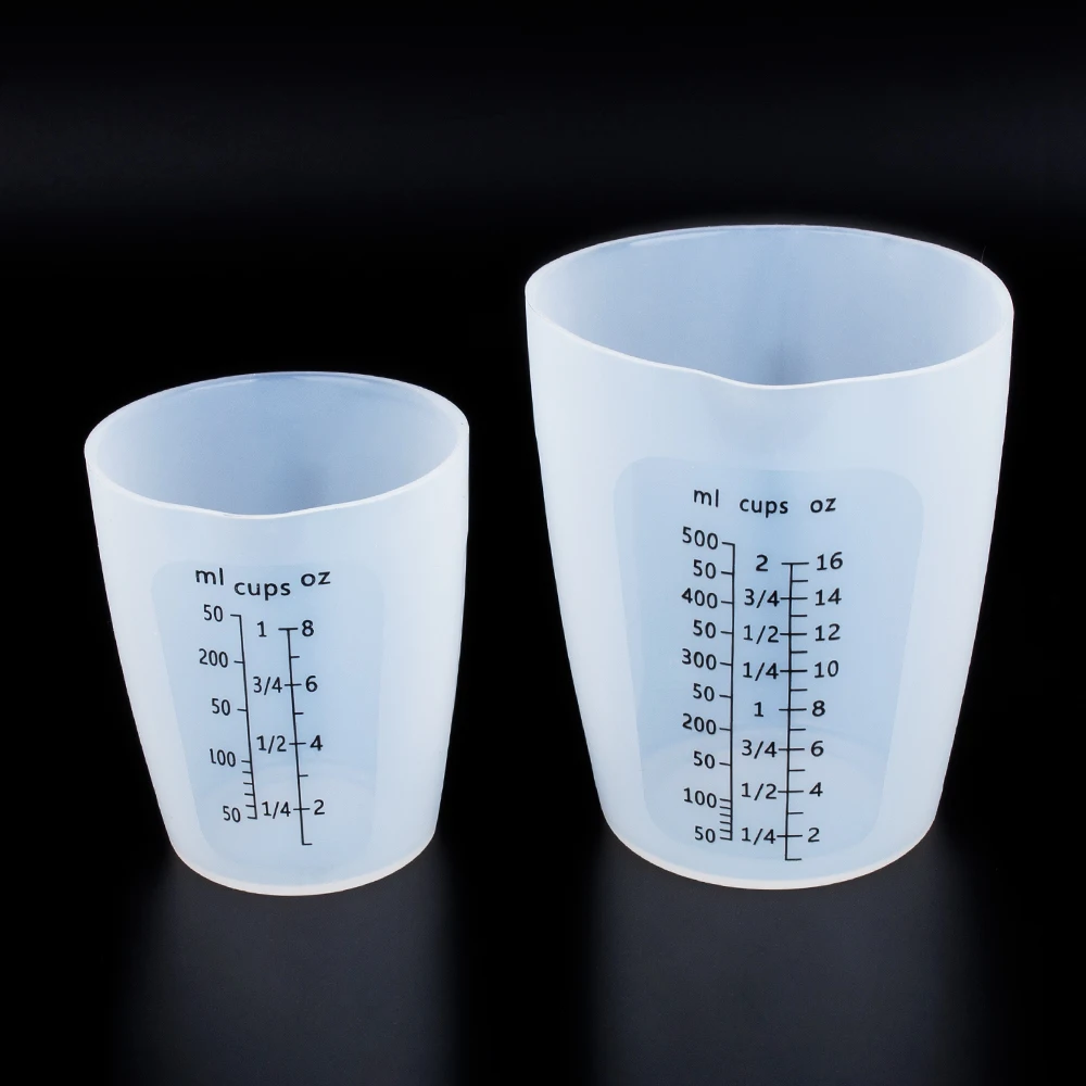 2Pcs 500ML Silicone Measuring Cups Liquid Measuring Jug Cooking Measure Cup Pour Mixing Cups with Scale for DIY  Use Useful