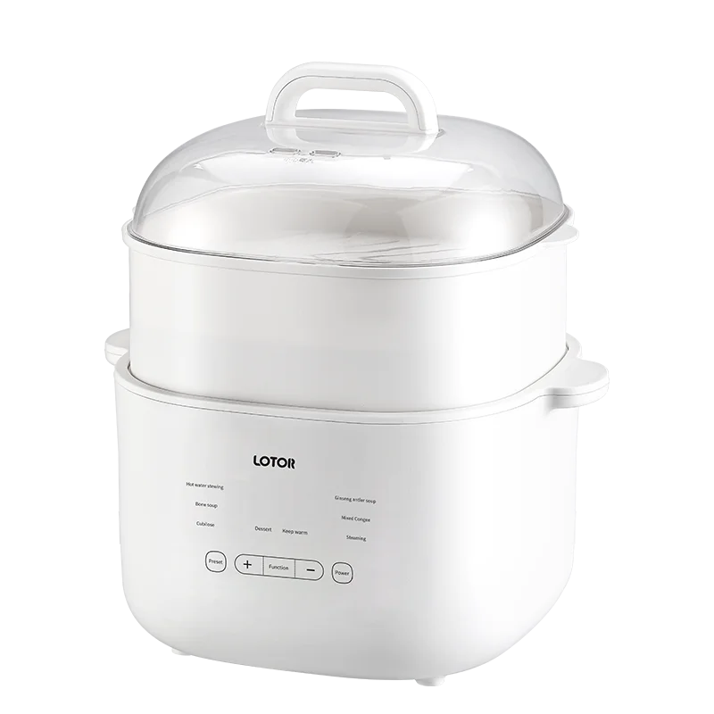 Family Size Electric stew soup Pot with Ceramic Pot Steamer 4 Liner Ceramic Lined Crock Pot.