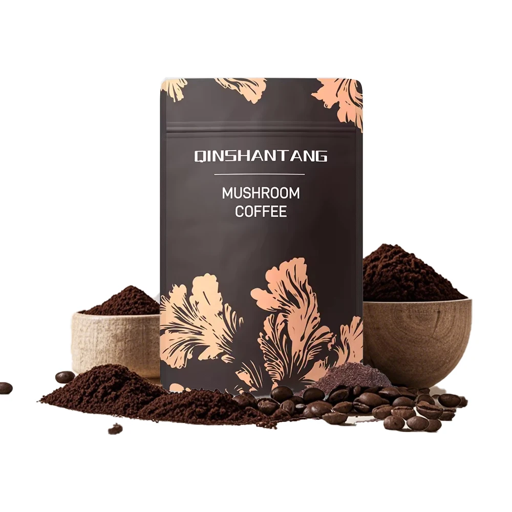 Qinshantang Private Label Black Instant Organic Lions Mane Chaga Mushroom Coffee Powder