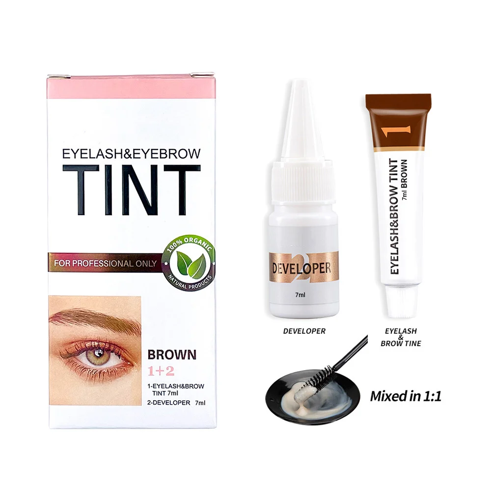 Lash Professional Eyebrow & Lash Dye Stain Hybrid Brow Kit Lash and Brow Tint Private Label Tint Black 5-7days Eyelash Dye