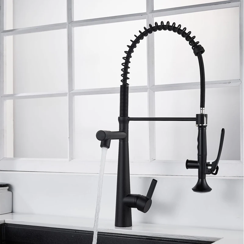 Multifunction pull out sprayer copper matte black kitchen faucet