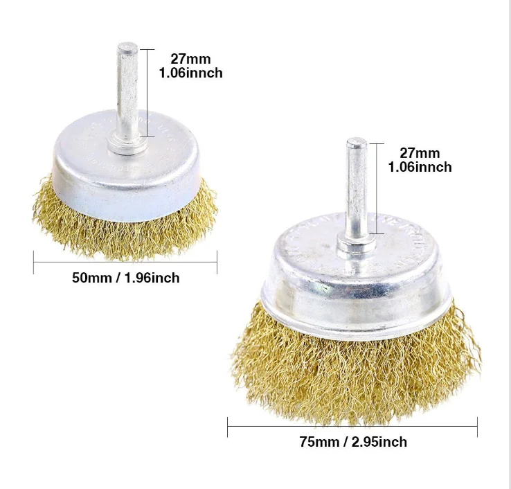 
9pcs Wheel Cup Brush Set with 1/4 Inch Shank for Drill Attachment,Cleaning Rust 