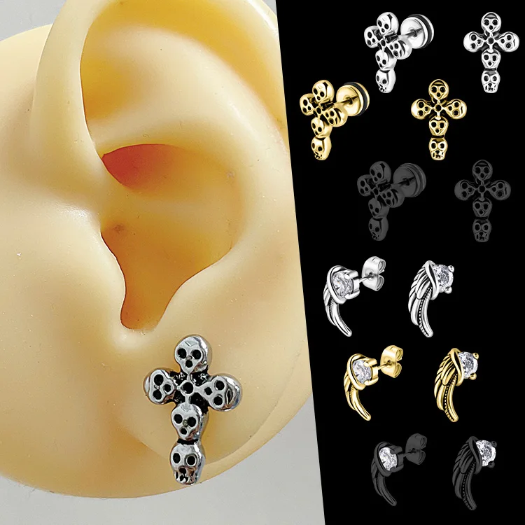 Fashion Jewelry Earrings Chain Pendant Earrings Halloween Skull Stainless Steel Earrings