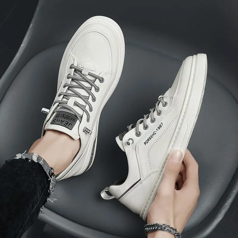 New Arrival Hot Selling leather Upper Rubber Sole white sneaker Lace Up Running Walking styles Shoes for men