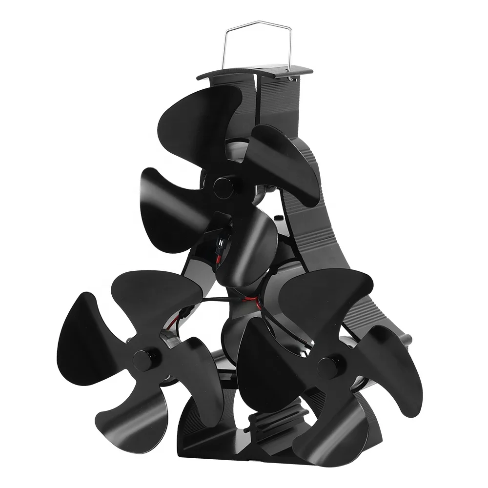 2022 New Design Large Airflow Wood Burning Heat Powered Stove Top Fan 12 Blades