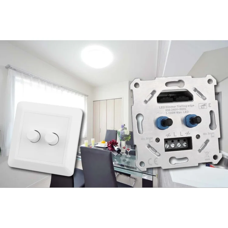 HY-2L200DIM-EU Terminal Block 84*84*44Mm Double Control Dimmer For Trailing Edge Phase Control