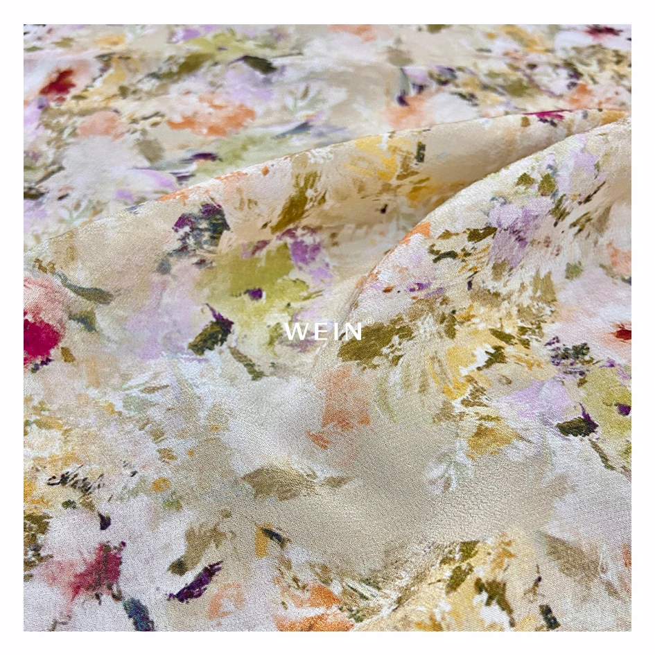 Z0216 низкий минимальный объем 100% шелковый креп итальянская ткань для платья онлайн реактивная Цифровая печатная