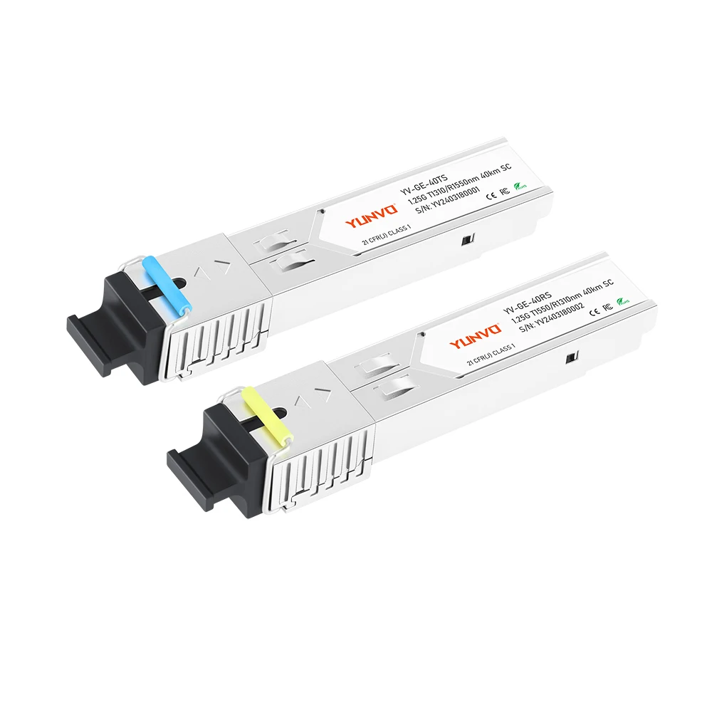 Yunvo SFP-GE40KT13R15/SFP-GE40KT15R13  Compatible 1.25G 1310/1550nm 40km SC SFP Transceiver Module