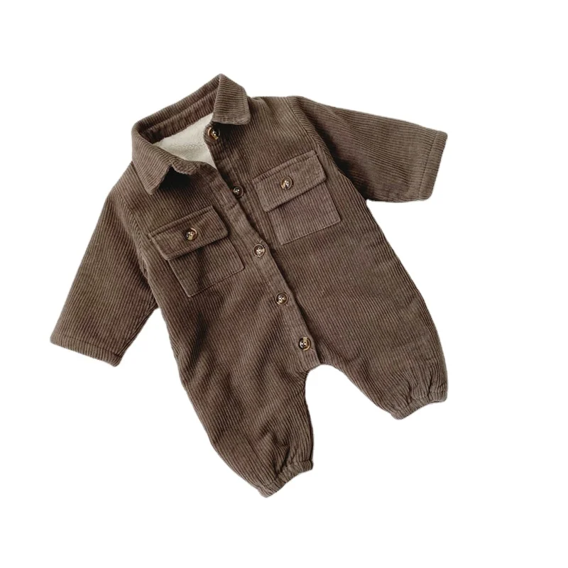 
Q2BABY 2505 Newborn Baby Boys Girls Solid One Piece Knitted Romper Button Bodysuit Ribbed Jumpsuit Fall Winter Clothes 