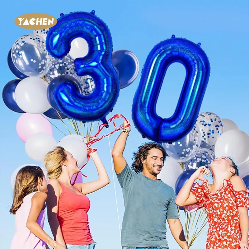 YACHEN Новое поступление металлические лазерные темно-синие гигантские 40-дюймовые гелиевые фольгированные воздушные шары для детей мальчиков украшения на день рождения