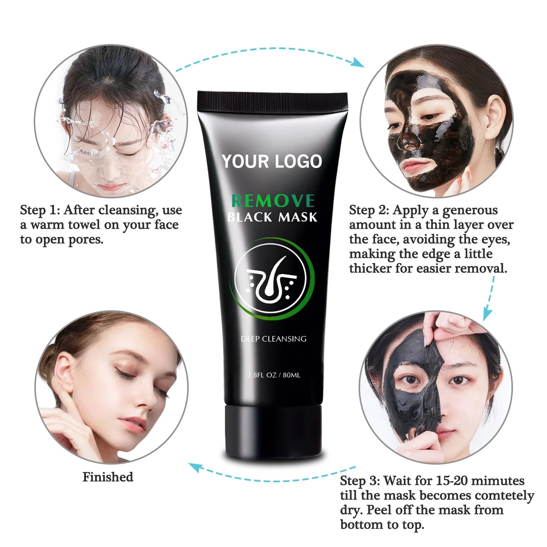 Private Label Bamboo Activated Charcoal Peel-Off T-zone Nose Mask Natural Charcoal Mask Black Head Mask Removal