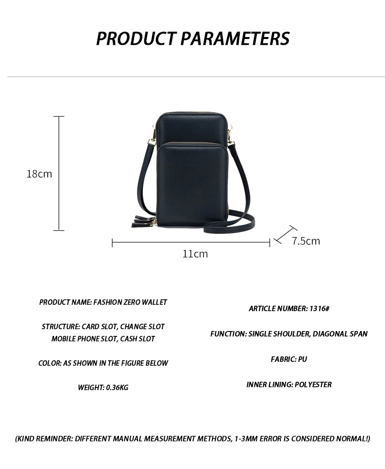 Hot selling Mini Crossbody Bag PU leather mobile phone bags designer cell phone crossbody bag shoulder with card holder