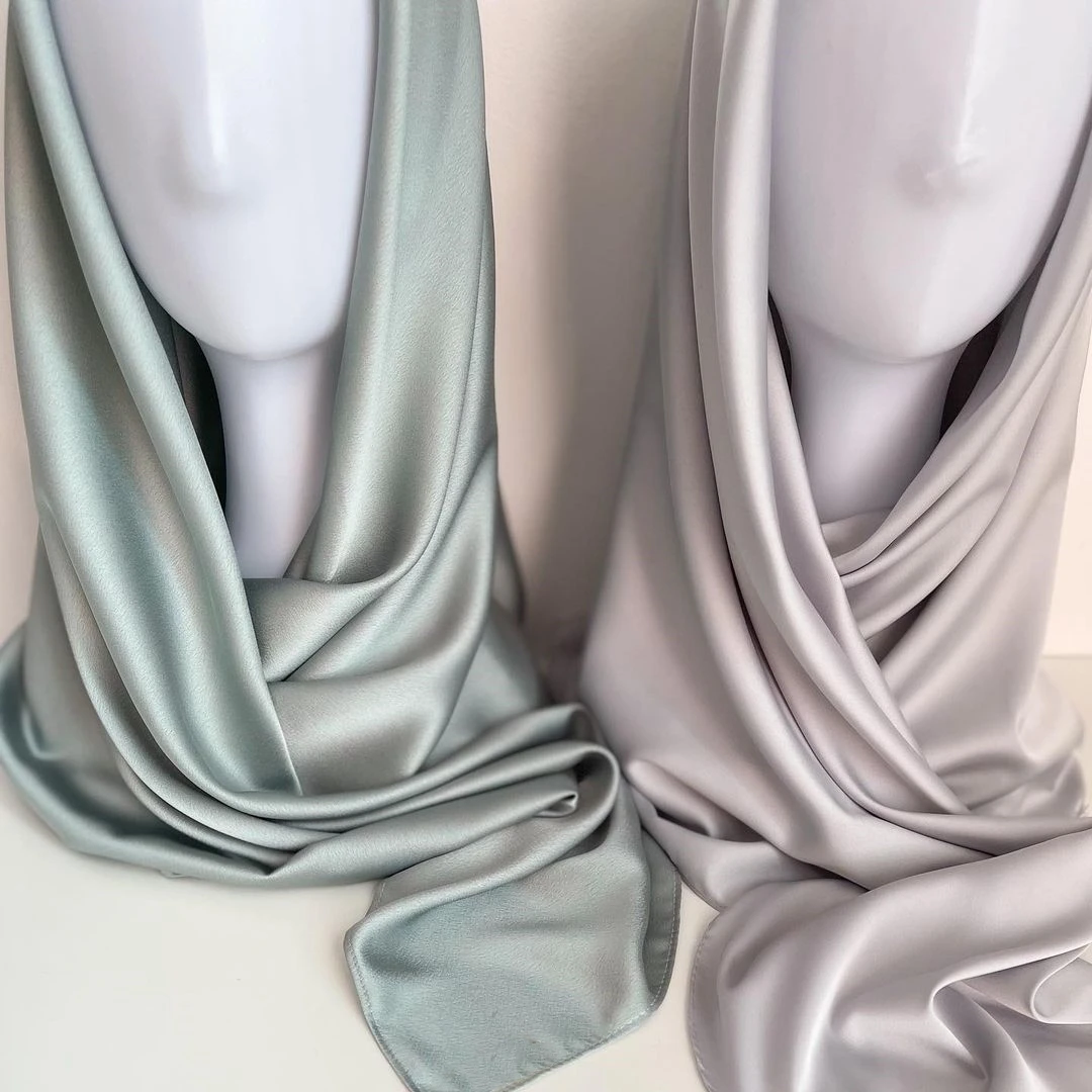 Satin Crepe Shawl Scarf Tudung Silk Satin Crepe Hijab Plain Crepe Georgette Satin Silk Hijab Wholesale Malaysia Muslim Fashion