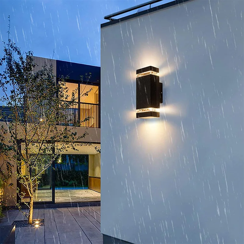 Outside Square up and Down Lights Outdoor Wall Light Sconce Aluminum Waterproof LED Lamps for Patio