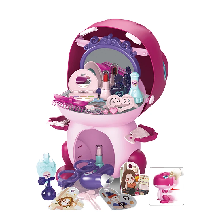 Plastic girl dressing up toy set 39pcs DIY sliding dinosaur make up toys for children
