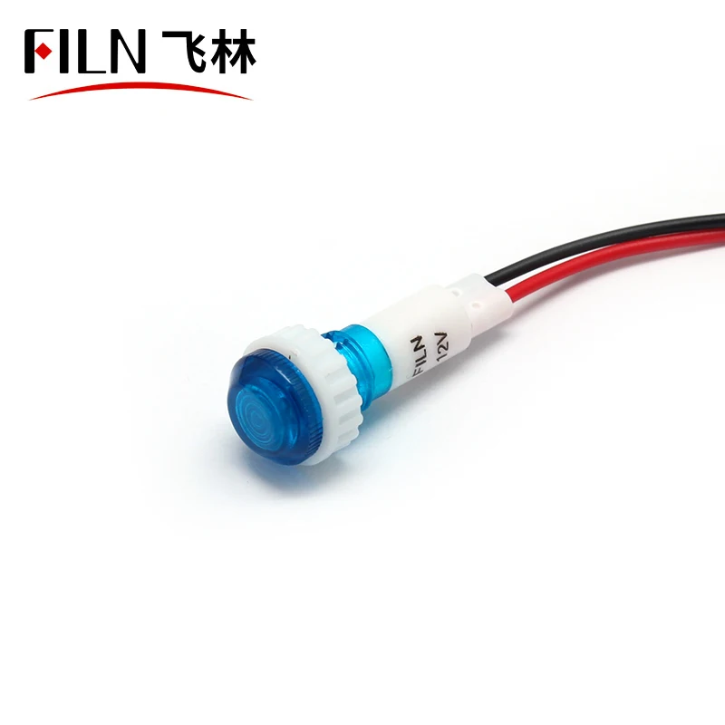 FILN hot sale 10mm plastic signal lamp 12VDC red yellow green kitchen equipment indicator lights