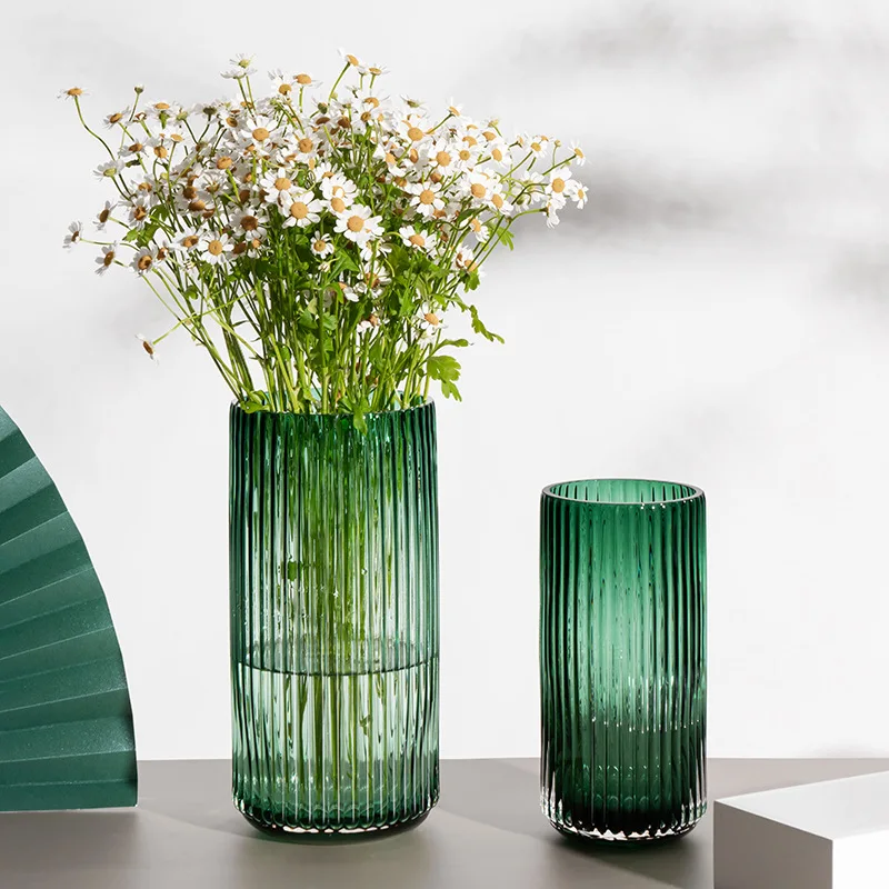 Wholesale Elegant Fashion Cylinder Glass Flower Vase Wedding Home Decoration Table Amber Glass Vase