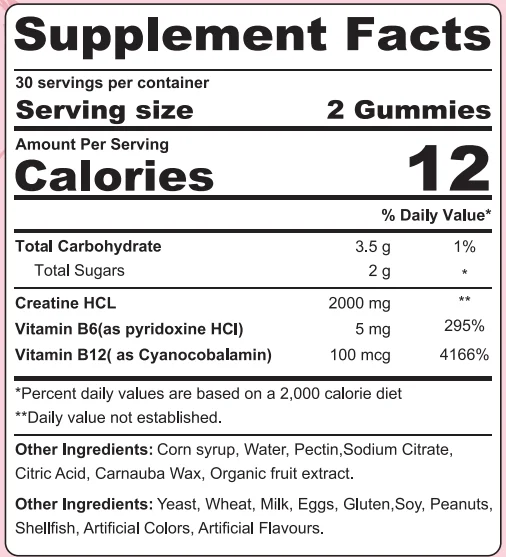 Wholesale Creatine Monohydrate Gummies Energy Pre Workout creatine monohydrate powder Muscle Building Creatine Gummies