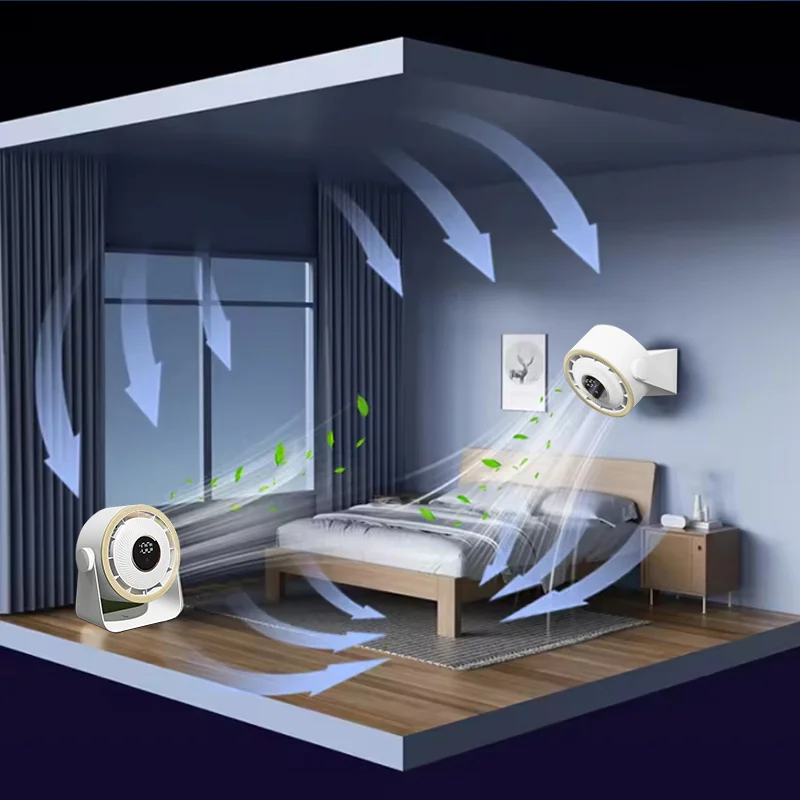 Hanging Mini Fan Ice Cool Adjustable Wireless Rechargeable Portable Standing Table Fan With LED Smart Display Wall mounted fan