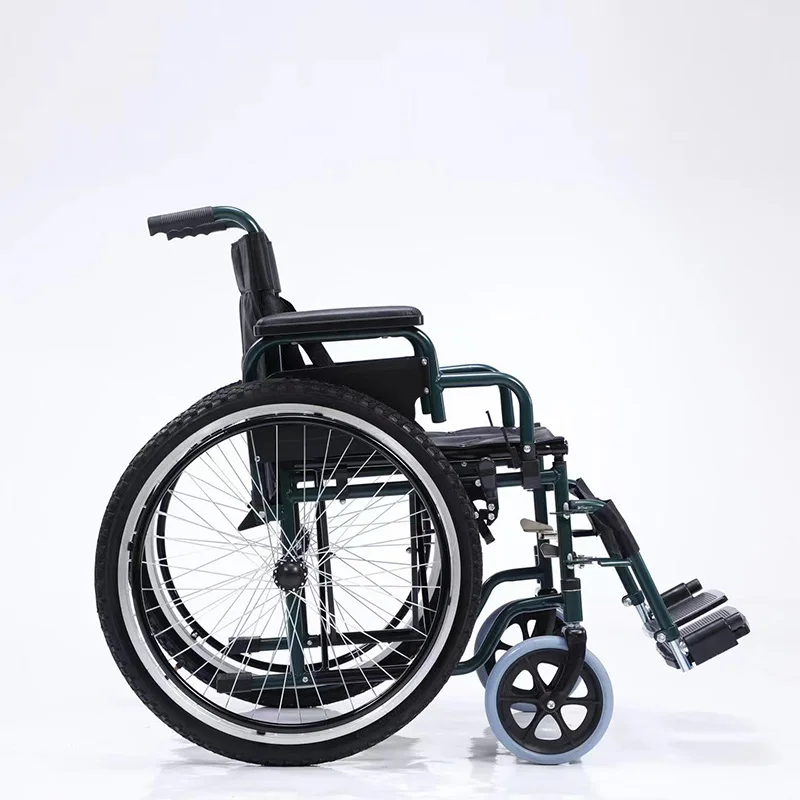 Wide Rear Wheel Manual Wheelchair  Carbon Steel Wheelchair for Disabled Elderly People