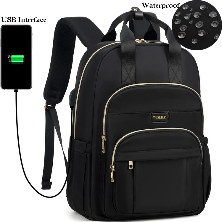 Low MOQ Women Travel 16 Inch Business Laptop Bag Ladies Backpack College School Laptop Backpack Bag With USB Charge Compartment