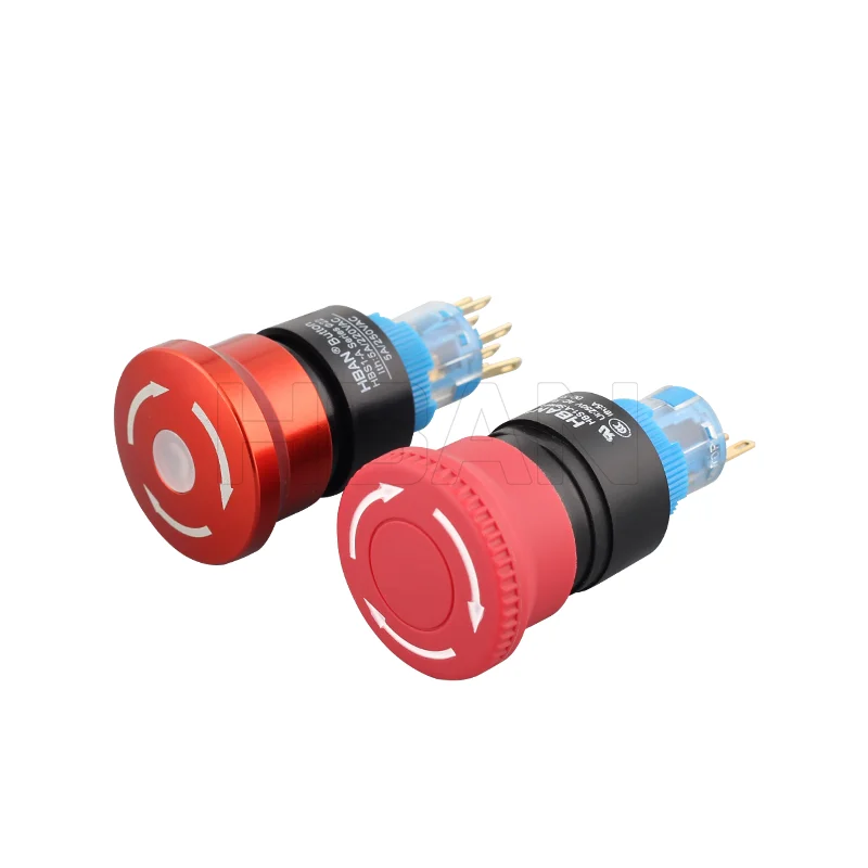 hban 22mm Zinc alloy 1no1nc self-locking dot illuminated emergency e-stop button