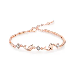 Korean rose gold animal female bracelet zircon dolphin chains bracelet wholesale