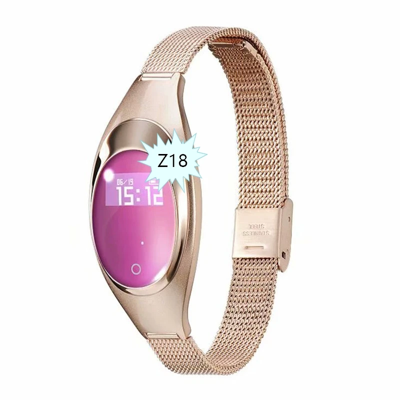 Оптовая продажа смарт-браслет Z18 женские роскошные ювелирные изделия спортивный шагомер BT умные часы сердечного ритма Smartwatch напоминание по стандарту Qi