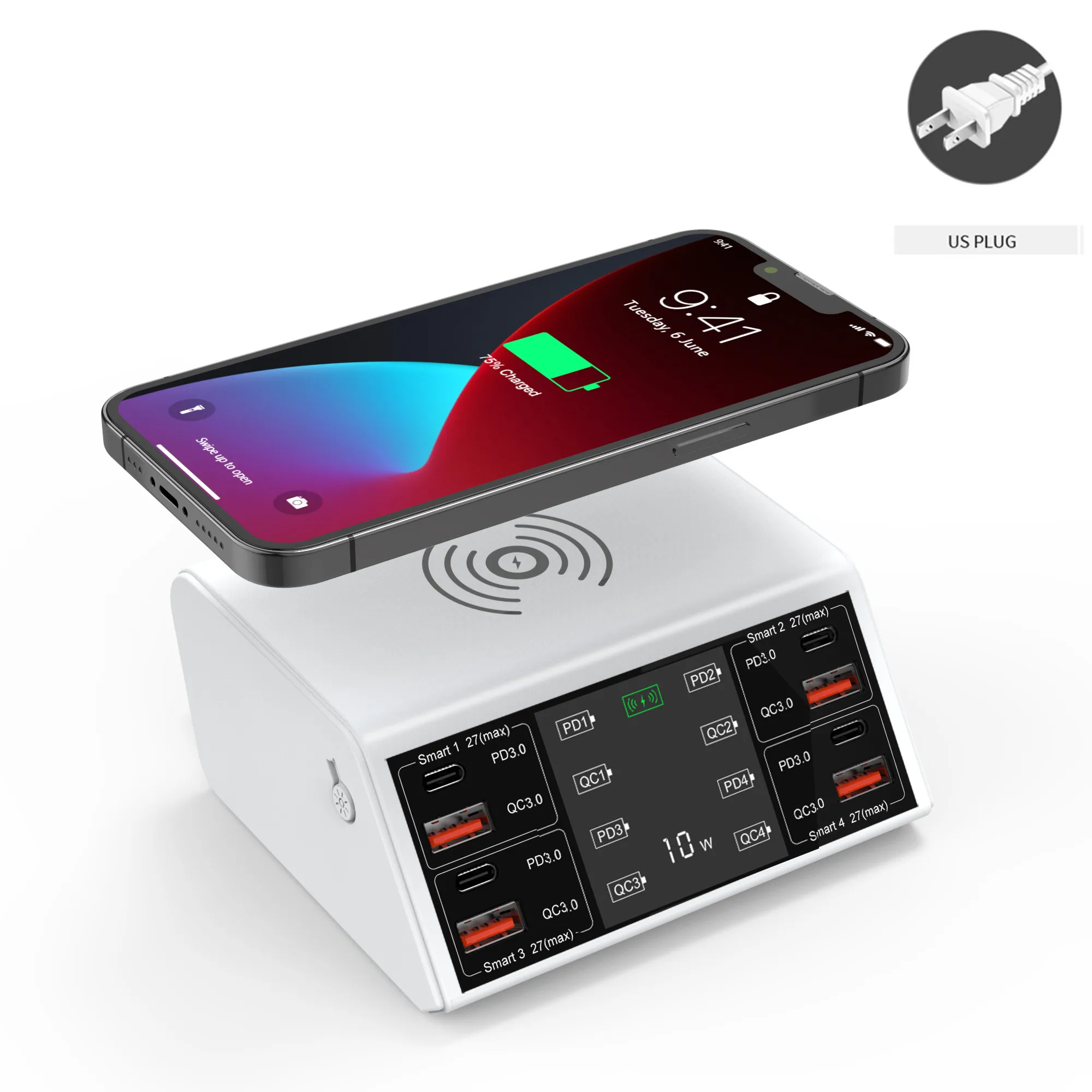100W 8 портов Мульти устройство для быстрой зарядки с usb-портом концентратор зарядная станция iPhone 13 12 Pro Samsung IPad планшетов Xiaomi Huawei зарядное PD