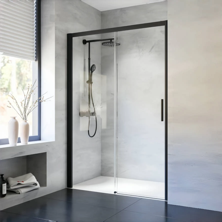 Oumeiga Custom 8mm Tempered Glass Shower Door Modern Aluminum Framed Sliding Screen for Bathroom New Product for Apartment