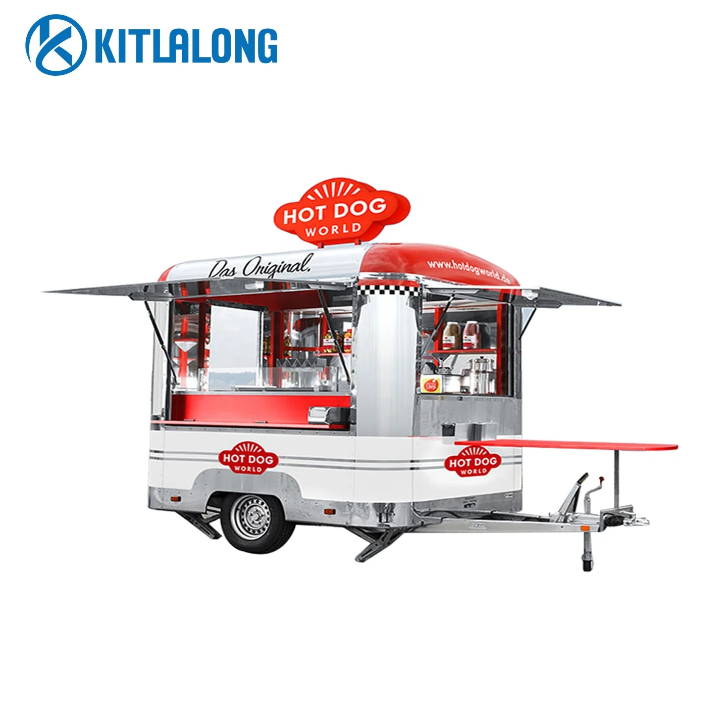 Kitlalong Trailer Mobile Food Vending Trailer Customized Design Stainless Steel Mobile Ice Cream Food Truck