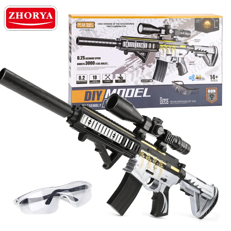 Zhorya Bullet Ball Blaster M416 Electric Blaste Boy Guns Gels Splatter Outdoor Water Electrical Gel Gun Toy (1600478084619)