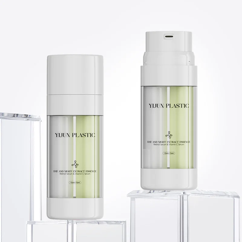 15ml+15ml /30ml+30ml Plastic Airless Dual Chamber Pump Cosmetic Double Tube Screw Cap Lotion Lotion Bottle PE PUMP Sprayer