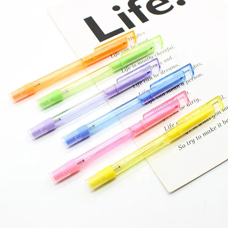 plastic multi function spray pen colorful phone holder highlighter with transparent body