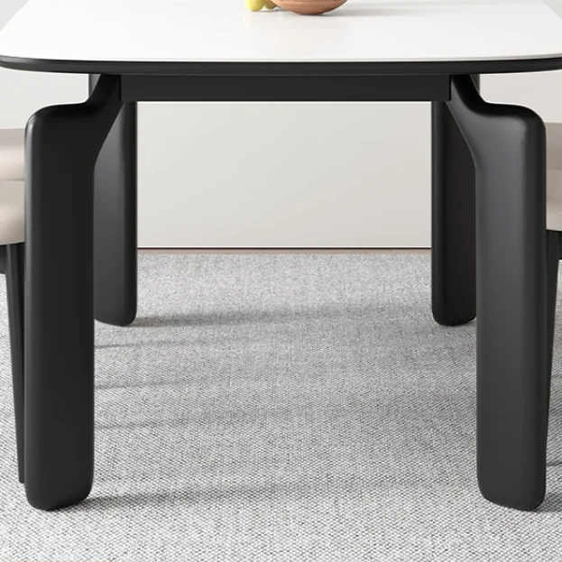 Modern Simple Light Luxury Rock Slab Dinning Table Set For 6 Chairs Solid Wood Frame Rectangular Restaurant Hotel Dining Table
