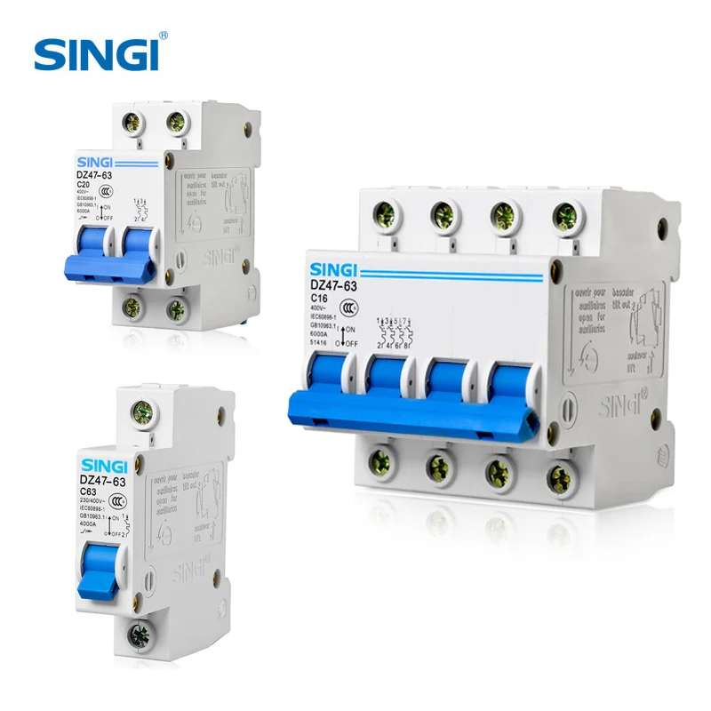 miniature circuit breaker Singi DZ47-63 2P C20 performance heat resistant University mcb electric safety air switch