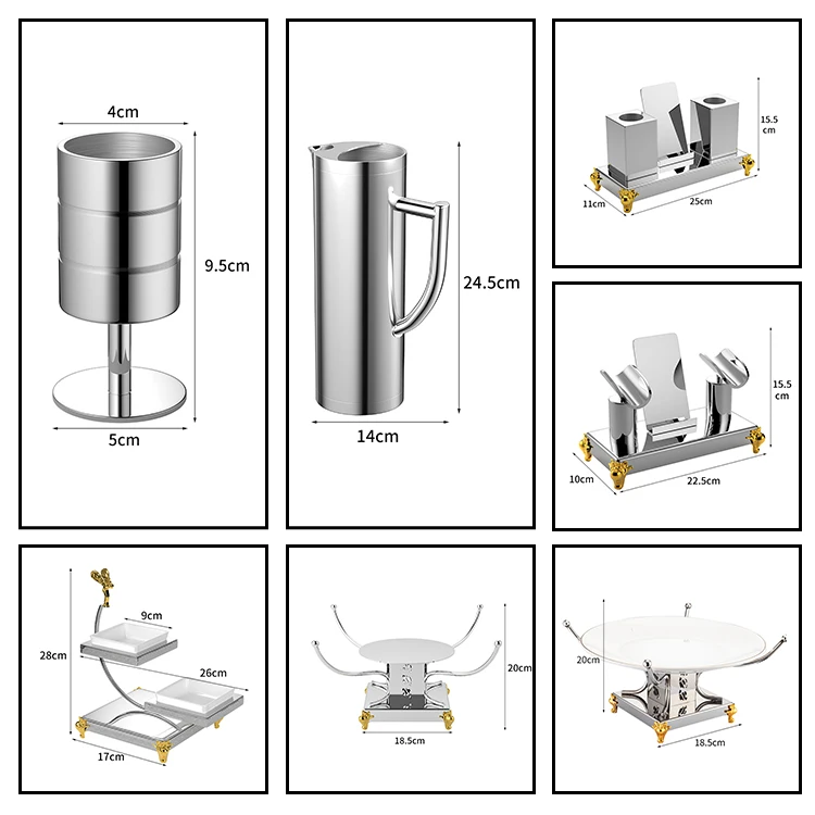 KTV desktop supplies silver stainless steel ice bucket snack tray cup holder set