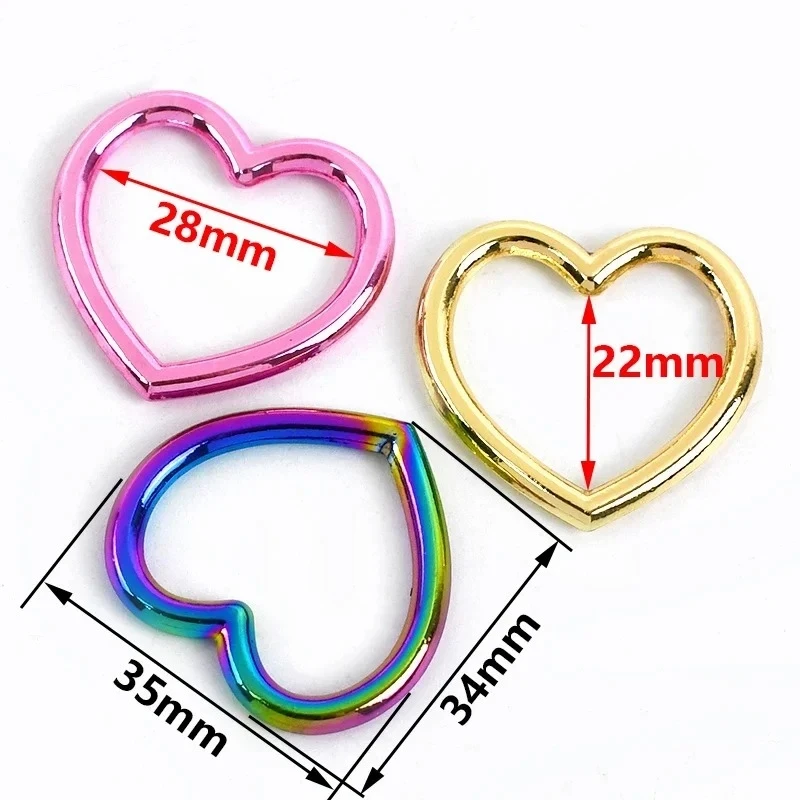 MeeTee BF828 35mm Other Bag Hardware Parts DIY Pendant Accessories Color Heart Shaped D Ring Buckle For Keyring Handbag Strap