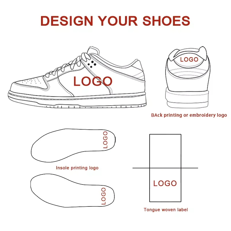 Custom Luxury Brand Logo Men Women Skateboard Shoes Manufacturer Casual Leather Sneakers Trendy Low Top Custom Sb Shoes