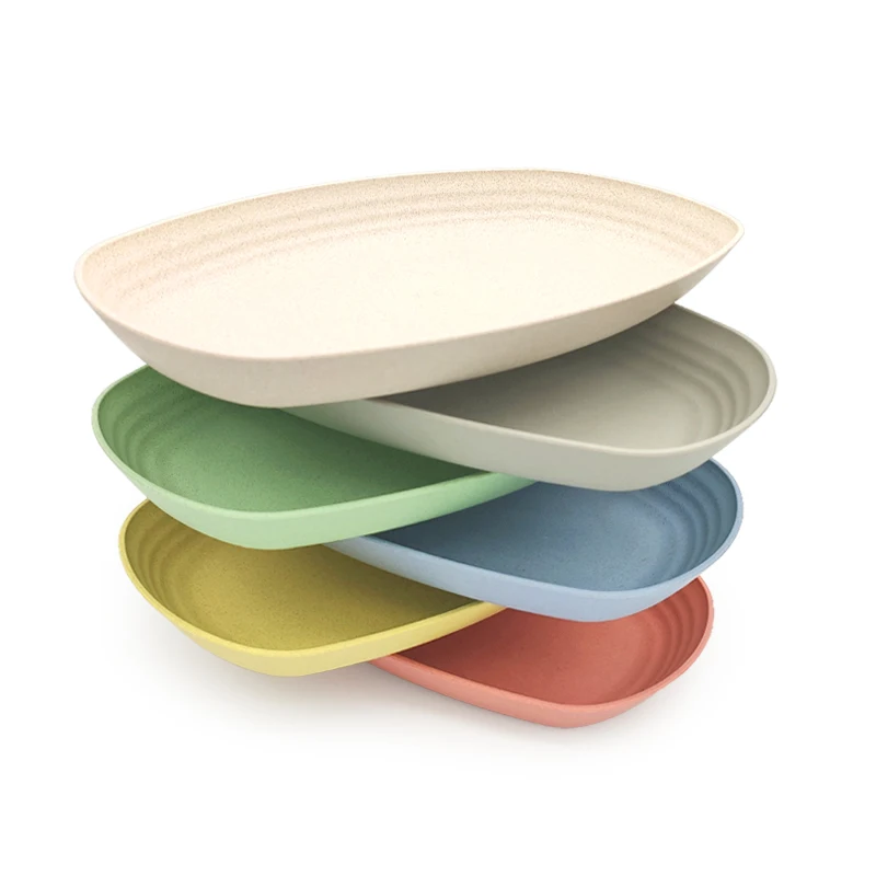 Unbreakable lightweight 11.7 inch cereal wheat straw dinner plate set for home and outdoors