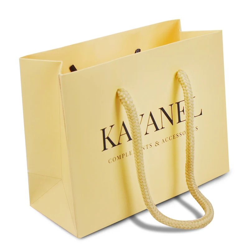 Wholesale Custom Yellow Small Art Paper Gift Bags For Packaging