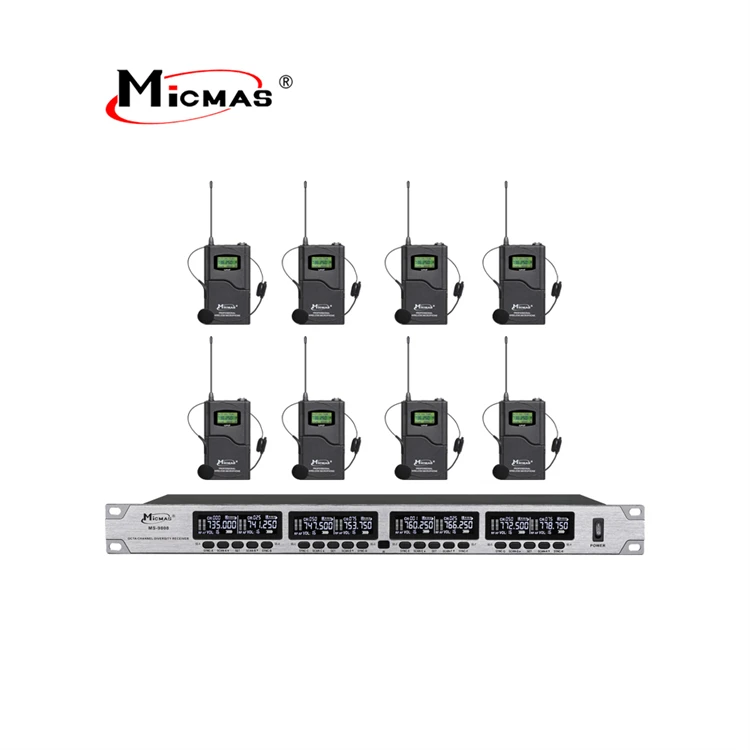 Hot sale Long Distance UHF True Diversity 8 Channel Wireless Microphone System Professional for Outdoor Stage Performance.