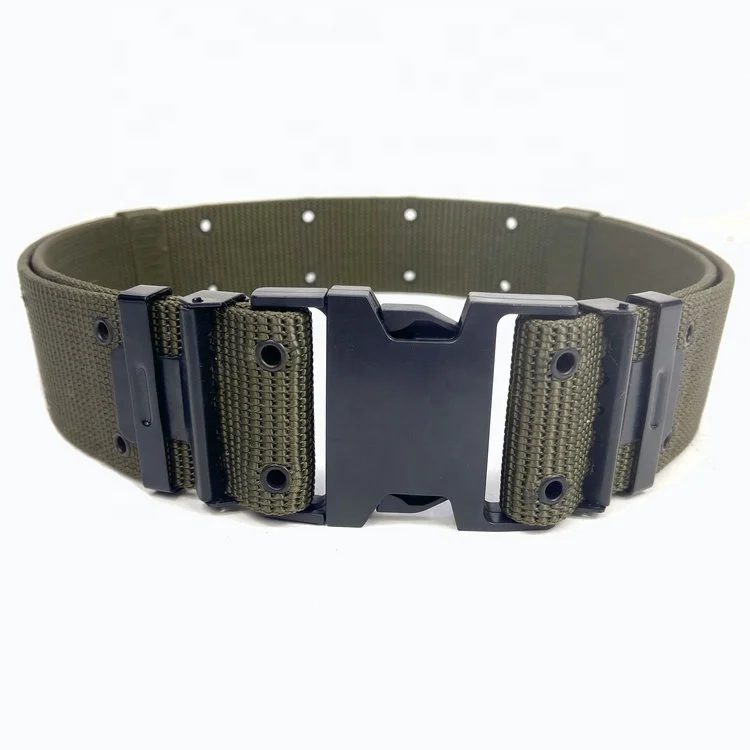 5.6cm Quick Release Plastic Buckle Security Tactical Heavy Duty Green Canvas Nylon Tactical Web Belt With Alloy Hook